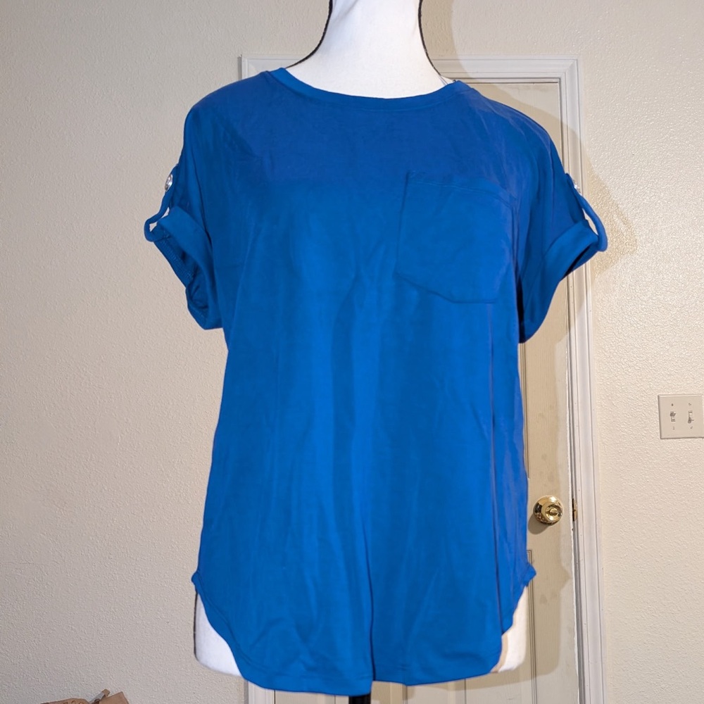 Cable & Gauge Vibrant Blue Short Sleeve Top